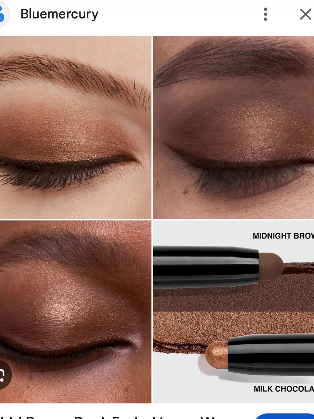 Milk Chocolate/ midnight brown Bobbi Brown Dual Ended Long Wear eyeshadow stick